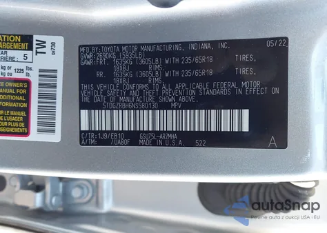 2022 Toyota Highlander Xle z USA, uszkodzony, nr VIN 5TDGZRBH6NS580130